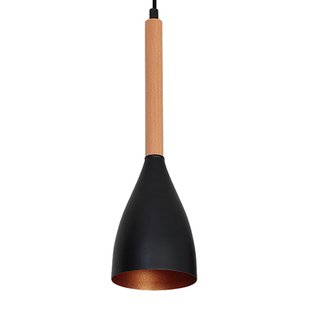 Luminex Hanglamp Muza, zwart/licht hout, Ø 11 cm