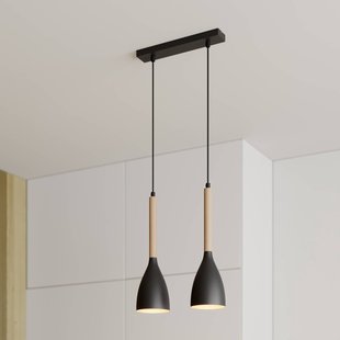 Luminex Hanglamp Muza, 2-lamps, zwart/licht hout