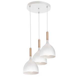 Luminex Hanglamp Noak 3-lamps rond wit/hout naturel Luminex Hanglamp Noak 3-lamps rond wit/hout naturel