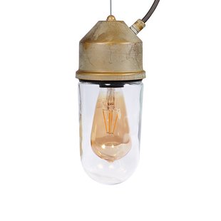 Moretti Luce Hanglamp 1951N messing antiek, recht glas helder