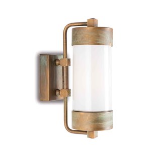 Moretti Luce Buitenwandlamp Silindar 3389, messing antiek/opaal