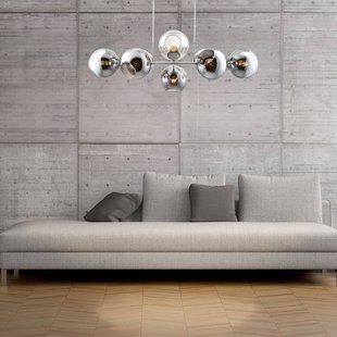 Nowa Hanglamp Pilar, 8-lamps, rookgrijs