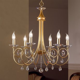 ORION 6-lichts kroonluchter VIOLETTA, goud