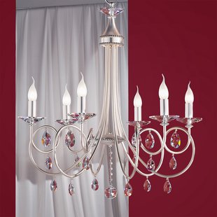 ORION 6-lichts kroonluchter VIOLETTA, zilver