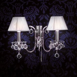 ORION Zilveren textiele wandlamp Kristaldesign 2vl ORION Zilveren textiele wandlamp Kristaldesign 2vl