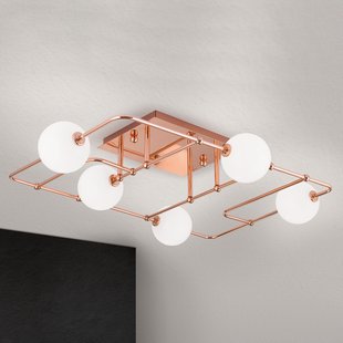 ORION LED plafondlamp Pipes in koper met glasbollen