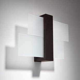 SOLLUX LIGHTING Wandlamp Shifted 1, glas en wengéhout