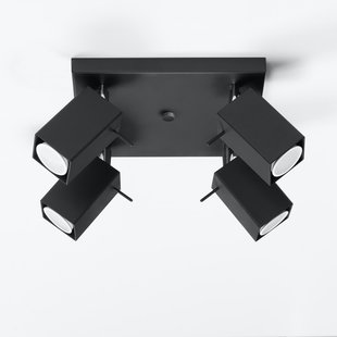 SOLLUX LIGHTING Plafondspot Square, zwart 4-lamps vierkant