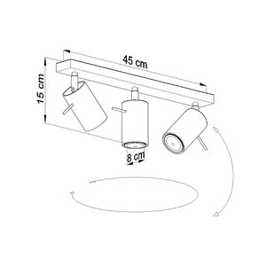 SOLLUX LIGHTING Plafondspot Round, grijs, 3-lamps lineair