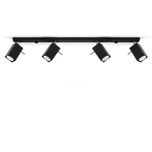 SOLLUX LIGHTING Plafondspot Square, zwart, 4-lamps lineair