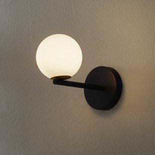 SIGMA Wandlamp Gama in zwart met glazen bol