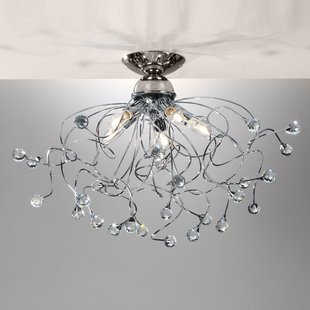 ONLI Plafondlamp Trilly in chroom met kristallen, 5-lamps.