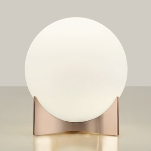 Terzani tafellamp Oscar, roségoud, Ø 20 cm, opaalglas