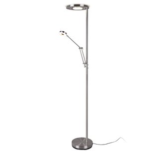 Trio Lighting LED uplighter Barrie met leeslampje nikkel mat