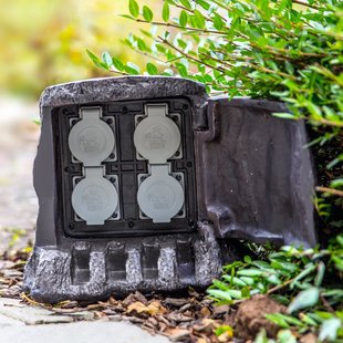 Heitronic 4-voudige stroomverdeler Boomstronk voor buiten