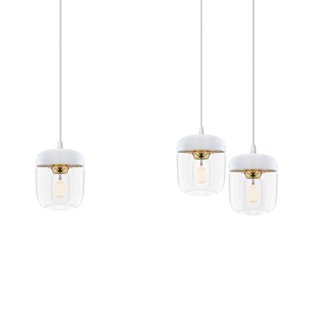 UMAGE Acorn hanglamp, 3 lampen, wit/messing