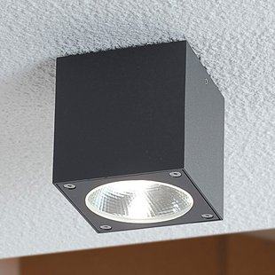 Lucande Dobbelsteenvormige LED-buitenplafondlamp Lukas Lucande Dobbelsteenvormige LED-buitenplafondlamp Lukas