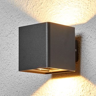 Lucande LED buiten wandlamp Aaron, antraciet, IP54, omhoog/omlaag Lucande LED buiten wandlamp Aaron, antraciet, IP54, omhoog/omlaag