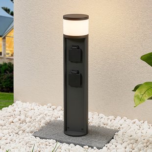 Lucande Corban sokkellamp, grijs, wandcontactdozen, G9, IP44