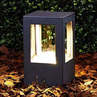 Lucande LED sokkellamp Nicola, 20 cm, antraciet, IP54 Lucande LED sokkellamp Nicola, 20 cm, antraciet, IP54