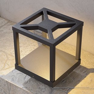 Lucande LED sokkellamp Lealan, zwart, metaal, 23 cm, IP54