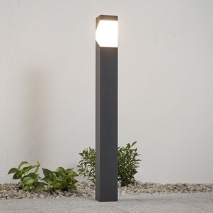 Lucande Kiran tuinpadverlichting, 100 cm, grijs, metaal, IP44, E27 Lucande Kiran tuinpadverlichting, 100 cm, grijs, metaal, IP44, E27