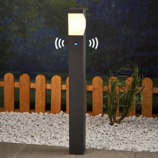 Lucande Tuinpadverlichting Kiran, 100 cm, sensor, grijs, IP44, E27