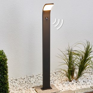 Lucande Timm LED tuinpadverlichting, sensor, 100cm, antraciet, IP54