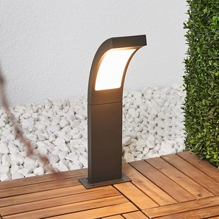 Lucande LED sokkellamp Juvia, 40 cm, antraciet, IP54