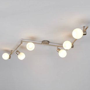 Lindby plafondlamp Elaina, 180 cm, 6-lamps, nikkel, glas, E14 Lindby plafondlamp Elaina, 180 cm, 6-lamps, nikkel, glas, E14