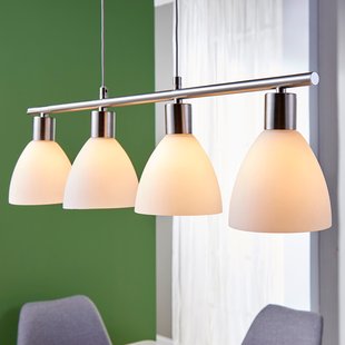 Lindby hanglamp Simeon, nikkelkleurig, glas, 73 cm, E14