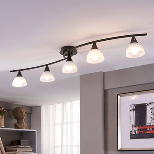 Lindby plafondlamp Della, zwart-goud, 110 cm, 5-lamps, E14