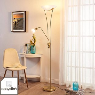 Lindby Felicia uplighter met leeslamp, messing