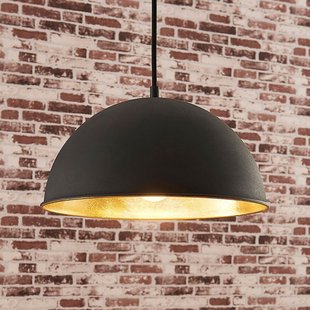 Lindby hanglamp Leya, zwart/goud, metaal, Ø 30 cm, E27