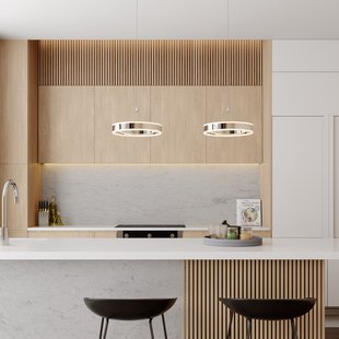 Lucande LED hanglamp Lyani, 85 cm, 2-lamps, chroom, dimbaar