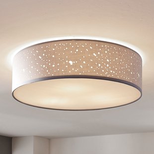 Lindby plafondlamp Umma, grijs, stof, Ø 50 cm, E27