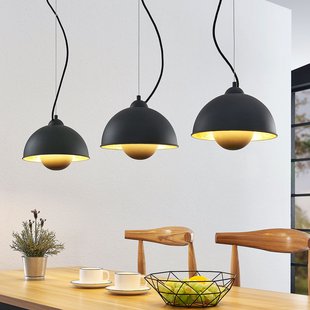 Lindby Hanglamp Gretja met drie lampjes, zwart-goud