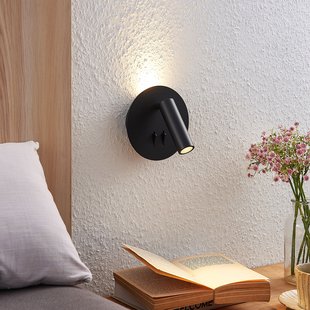Lucande LED wandlamp Magya, zwart 2-lamps, rond