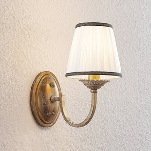 Lindby wandlamp Lumiel, crème/messing, textiel, 27cm Lindby wandlamp Lumiel, crème/messing, textiel, 27cm