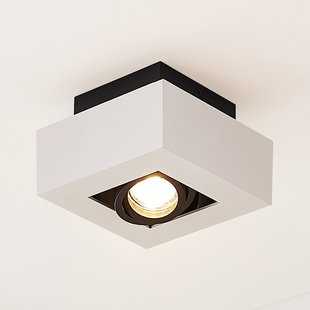 Arcchio spot Vince, 14 x 14 cm, wit/zwart, GU10 Arcchio spot Vince, 14 x 14 cm, wit/zwart, GU10