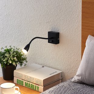 Lindby Jolka LED leeslampje, schakelaar, mat zwart