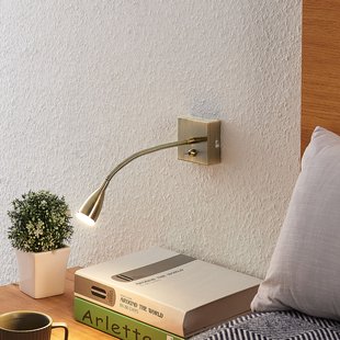 Lindby Jolka LED leeslampje, schakelaar, brons antiek