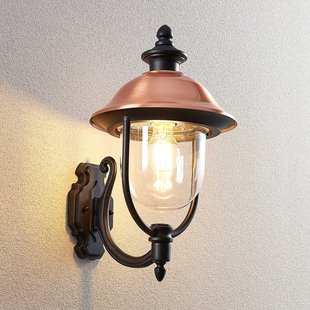 Lindby buitenwandlamp Clint, koper, up, zeewaterbestendig