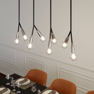 Lucande Carlea hanglamp, 8-lamps, zwart-nikkel Lucande Carlea hanglamp, 8-lamps, zwart-nikkel