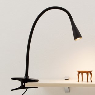 Lindby LED klemlamp Baris, hoogte 44 cm, zwart, 3000K