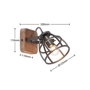 Lindby plafondspot Rutger, 16cm, 2-lamps, hout, kooi, E14