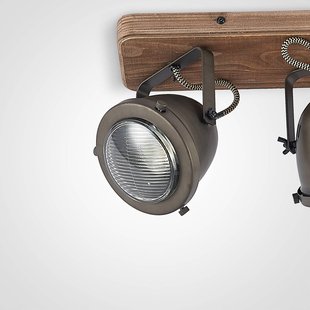 Lindby plafondspot Farovi, zwart, 44 cm, 3-lamps, hout, GU10