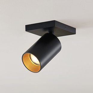 Arcchio spot Brinja, zwart, hoekig, Ø 6 cm, 1-lamp, GU10