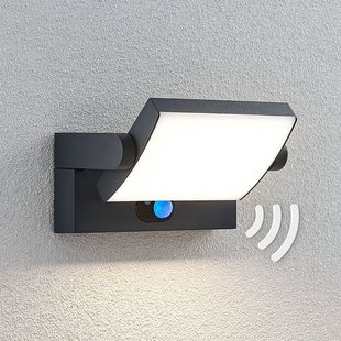Lindby LED buiten wandlamp Sherin, antraciet, sensor