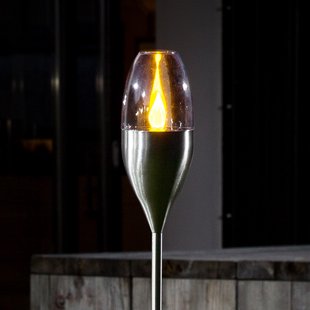 Lindby LED lamp op zonne-energie Jari, hoogte 122 cm, roestvrij staal, helder